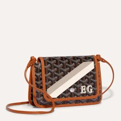 Plumet pouch-wallet stripes and initials