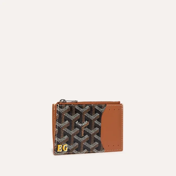 Bourbon zipped card holder Initials