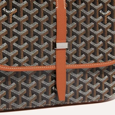 Belvédère MM bag Stripes and Initials - Black & Tan