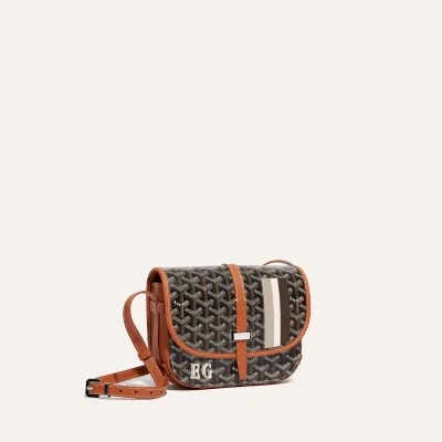 Belvédère PM bag Stripes and Initials - Black & Tan