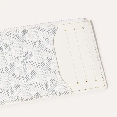 PORTE CARTES ZIPPE BOURBON BANDES INITIALES White