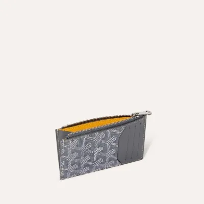 PORTE CARTES ZIPPE BOURBON BANDES INITIALES Grey