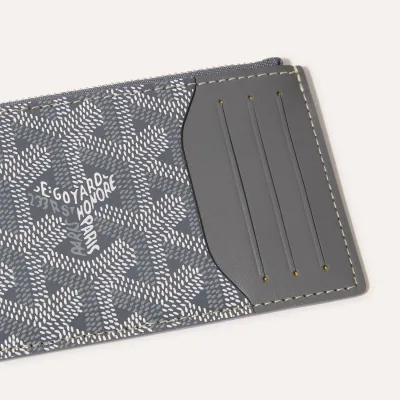 PORTE CARTES ZIPPE BOURBON BANDES INITIALES Grey