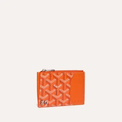 PORTE CARTES ZIPPE BOURBON INITIALES Orange