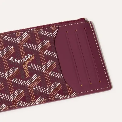 PORTE CARTES ZIPPE BOURBON INITIALES Burgundy
