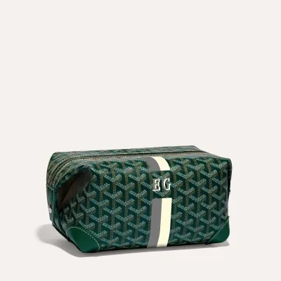 Bowling 25 toiletry bag Stripes and Initials - Green