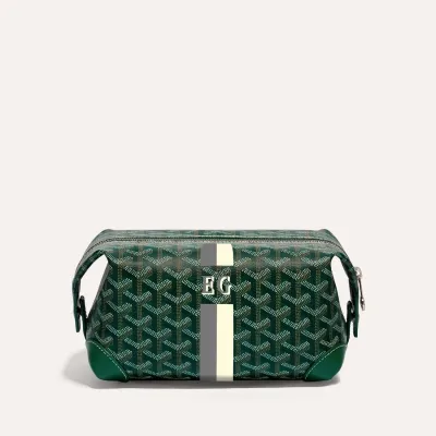 Bowling 25 toiletry bag Stripes and Initials - Green