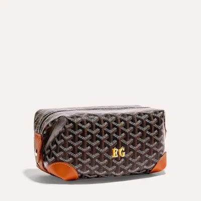 Bowling 25 toiletry bag Initials - Black & Tan