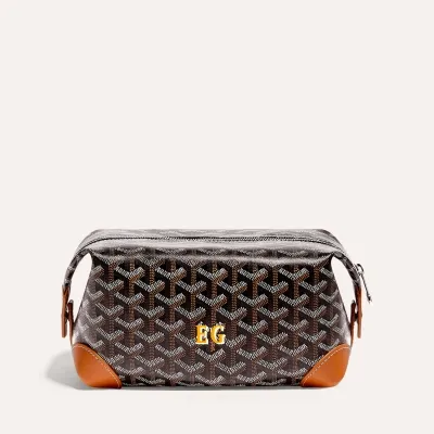 Bowling 25 toiletry bag Initials - Black & Tan