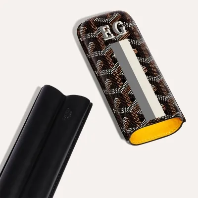 ETUI 2 CIGARES CHURCHILL BANDES INITIALES ECO Noir