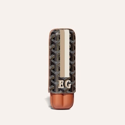ETUI 2 CIGARES CHURCHILL BANDES INITIALES ECO Black & Tan