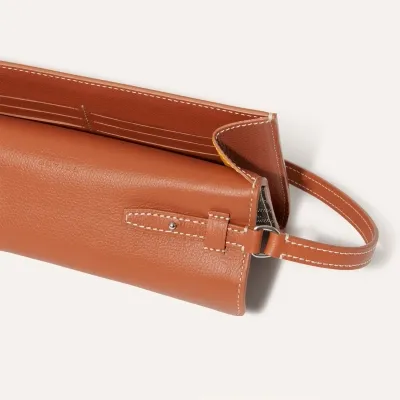 Chypre Wallet-Pouch Stripes and Initials - Black & Tan