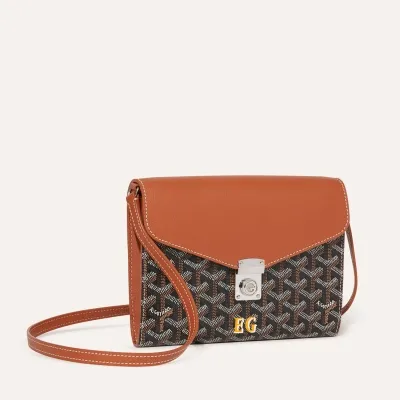 Chypre Wallet-Pouch Initials - Black & Tan