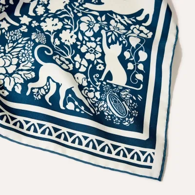 Jeux d'Animaux scarf - Ocean Blue Print