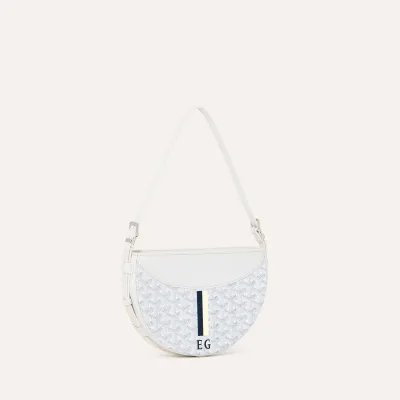Hirondelle pouch accessory Stripes and Initials - White