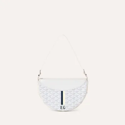 Hirondelle pouch accessory Stripes and Initials - White