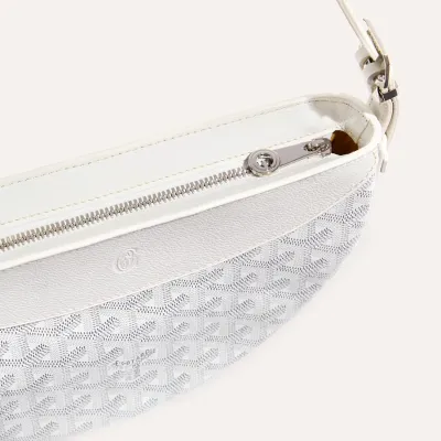Hirondelle pouch accessory Stripes and Initials - White