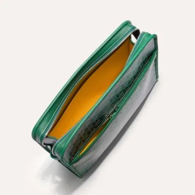 ジュバンスGM ポーチ／ストライプ＆イニシャルつき - グリーン