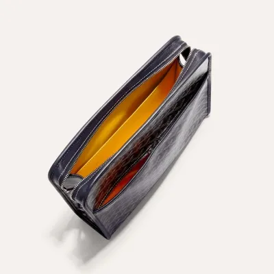 Jouvence GM toiletry bag Stripes and Initials - Navy Blue