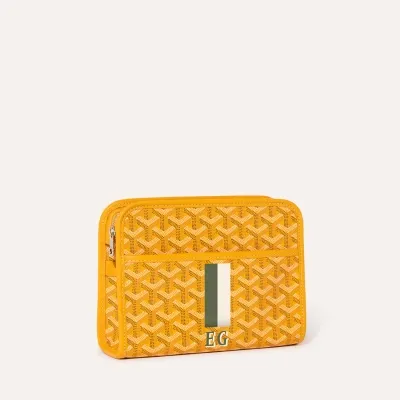 Jouvence PM toiletry bag Stripes and Initials - Yellow