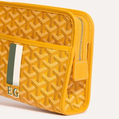 Jouvence PM toiletry bag Stripes and Initials - Yellow