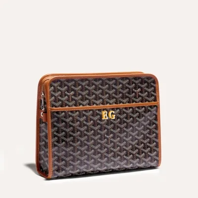 ジュバンスGM ポーチ／イニシャルつき - ブラック＆タン