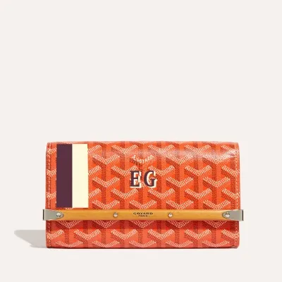 POCHETTE MONTE CARLO MINI 2 BANDES INITIALES Orange