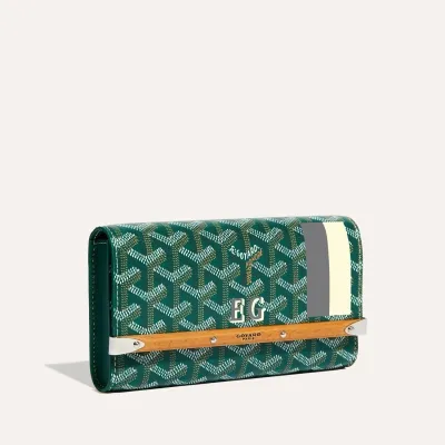 POCHETTE MONTE CARLO MINI 2 BANDES INITIALES Green
