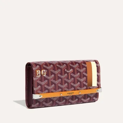 POCHETTE MONTE CARLO MINI 2 BANDES INITIALES バーガンディ