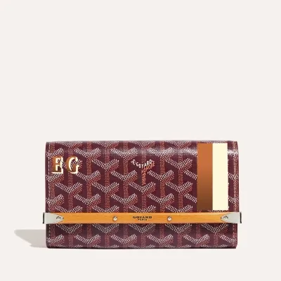 POCHETTE MONTE CARLO MINI 2 BANDES INITIALES バーガンディ