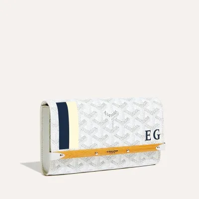 POCHETTE MONTE CARLO MINI 2 BANDES INITIALES ホワイト