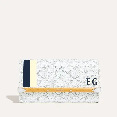 POCHETTE MONTE CARLO MINI 2 BANDES INITIALES ホワイト