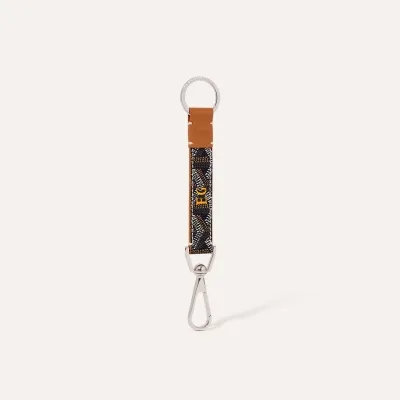 Mousqueton key ring Initials - Black & Tan