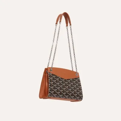 Rouette Structuré Mini bag Stripes and Initials - Black & Tan