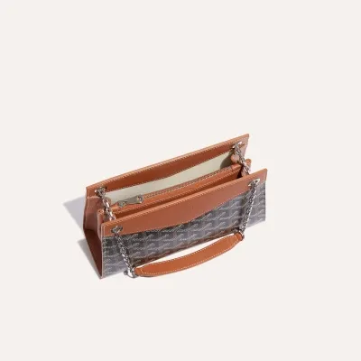 Rouette Structuré Mini bag Stripes and Initials - Black & Tan