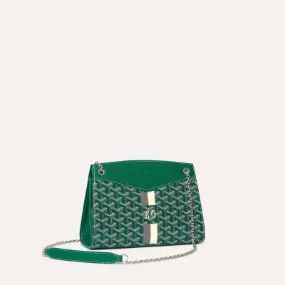 Rouette Structuré PM bag Stripes and Initials - Green