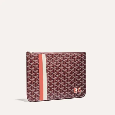 POCHETTE SENAT MM BANDES INITIALES ECO バーガンディ