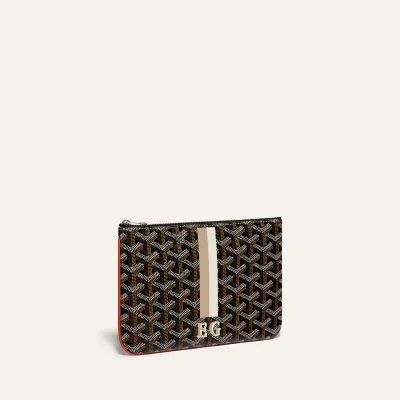 POCHETTE SENAT PM BANDES INITIALES ECO Black & Tan