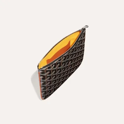 POCHETTE SENAT PM BANDES INITIALES ECO Black & Tan