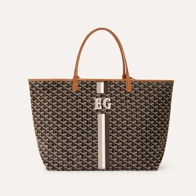 SAC SAINT LOUIS CROC GM BANDES INITIALES 블랙 & 탄