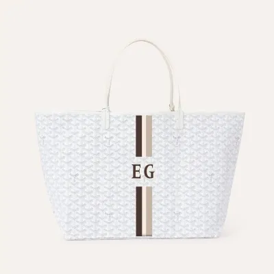 SAC SAINT LOUIS CROC GM BANDES INITIALES White