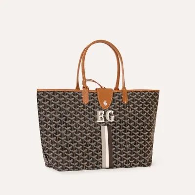 SAC SAINT LOUIS CROC PM BANDES INITIALES 블랙 & 탄
