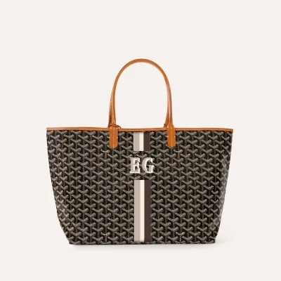 SAC SAINT LOUIS CROC PM BANDES INITIALES 블랙 & 탄