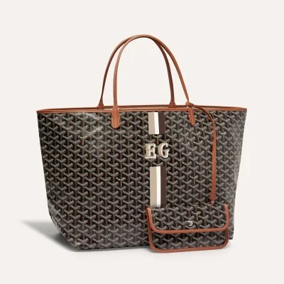 SAC SAINT LOUIS GM BANDES INITIALES Noir & Naturel