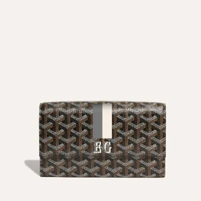 PORTEFEUILLE POCHETTE VARENNE 3 BANDES INITIALES Black