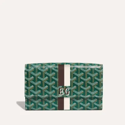 PORTEFEUILLE POCHETTE VARENNE 3 BANDES INITIALES Green