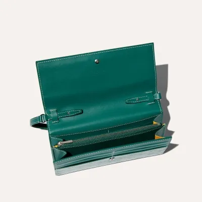 PORTEFEUILLE POCHETTE VARENNE 3 BANDES INITIALES Green