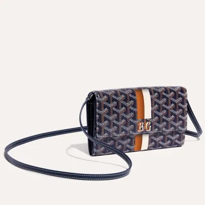 PORTEFEUILLE POCHETTE VARENNE 3 BANDES INITIALES Navy Blue