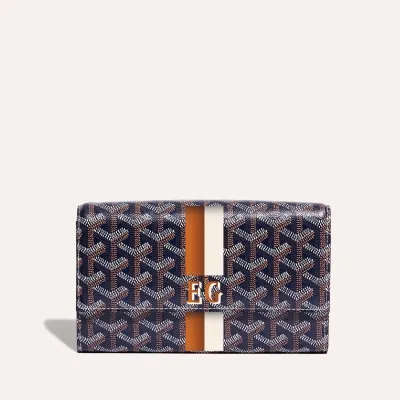 PORTEFEUILLE POCHETTE VARENNE 3 BANDES INITIALES Navy Blue