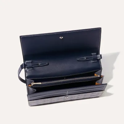 PORTEFEUILLE POCHETTE VARENNE 3 BANDES INITIALES Navy Blue